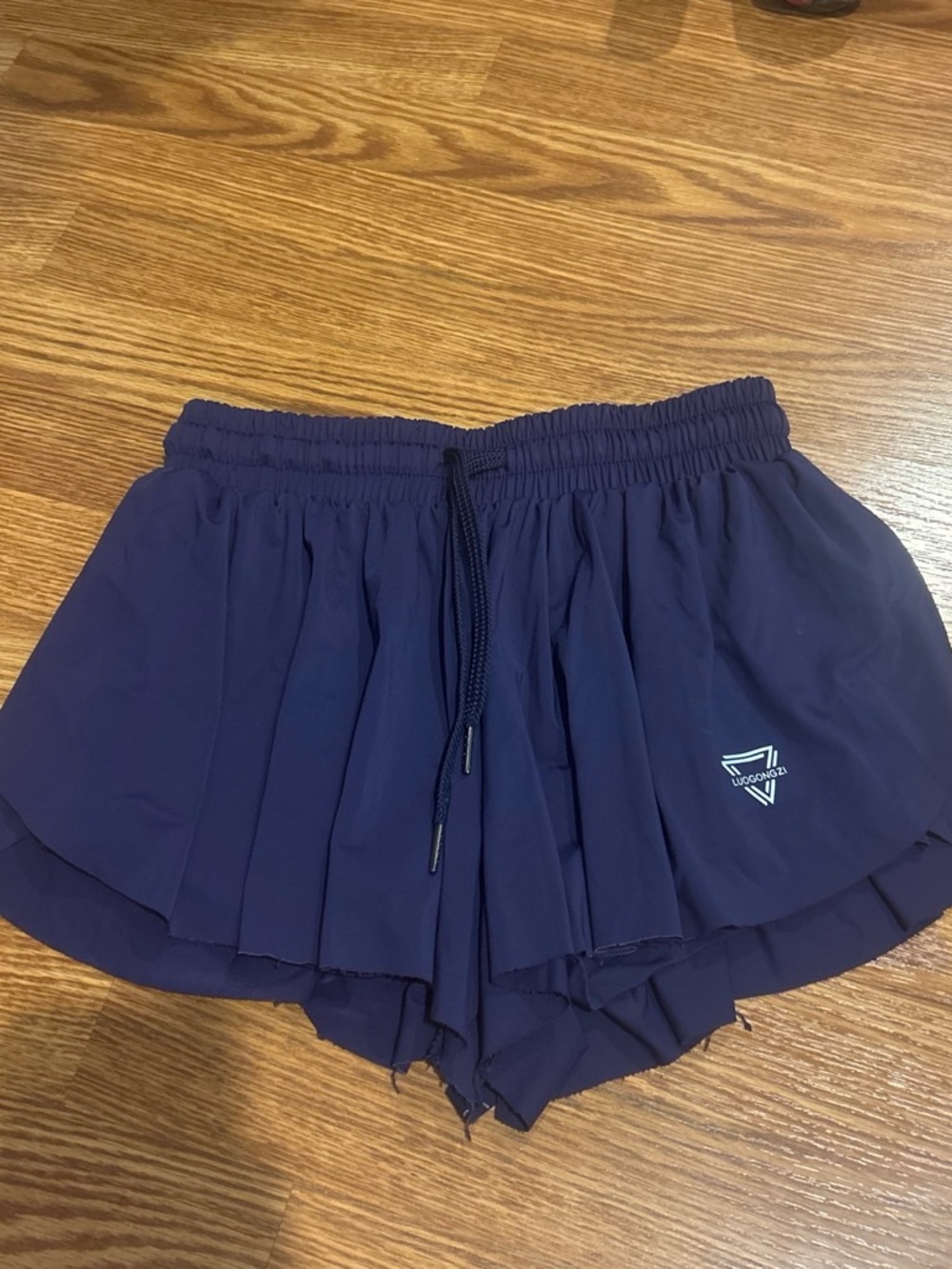 Workout Shorts - Navy Pleated Active Shorts